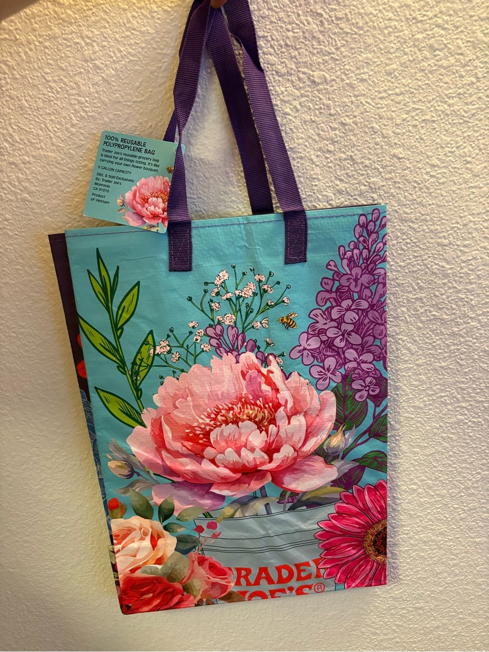 BRAND NEW W TAGS Trader Joe's Flower Shop Tote Bag - Picture 2 of 2